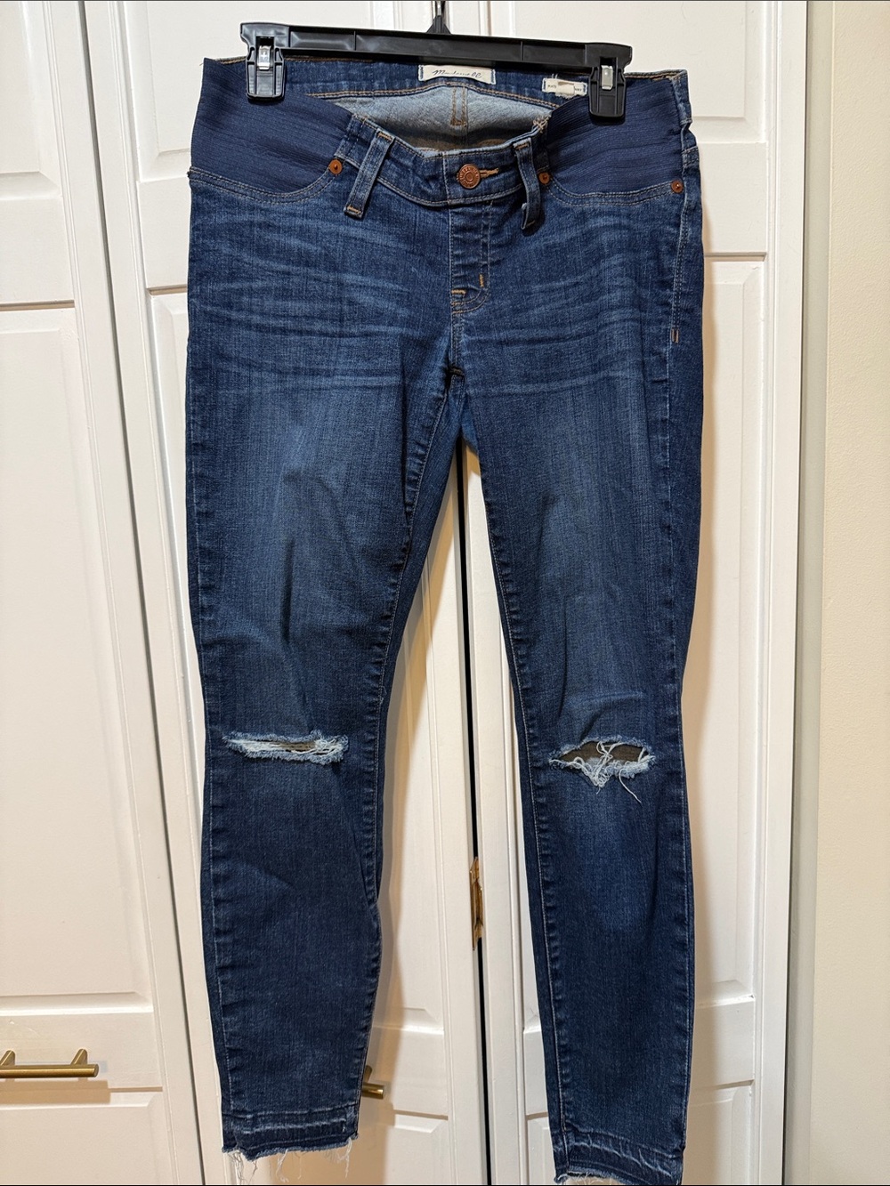 Madewell Dark Blue Skinny Jeans with Knee Rips